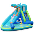 Inflatable Kids Hippo Bounce House Slide Climbing Wall Splash Pool without Blower for Toddler, Bouncy Water Park