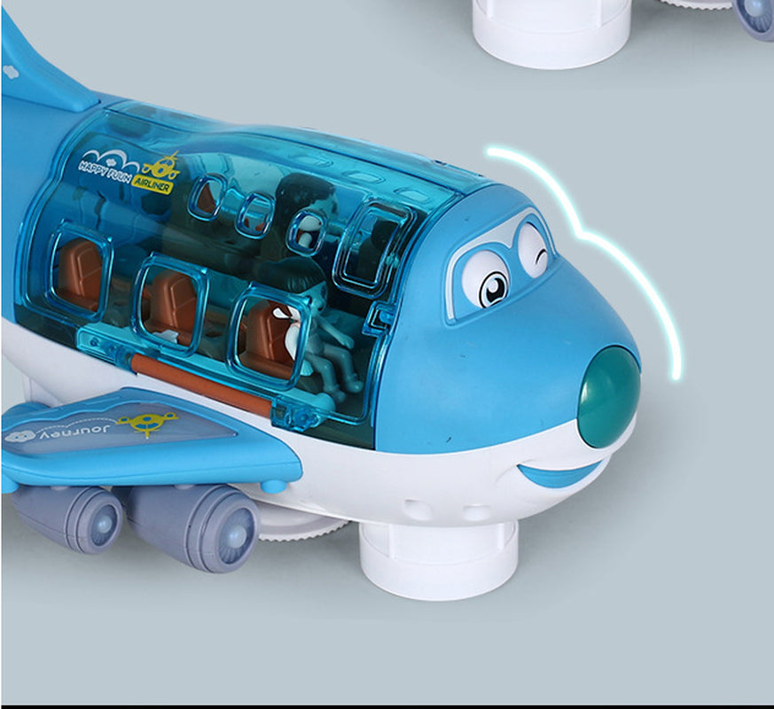 360 Rotating Electric Plane Airplane Toys for Kids Bump and Go Action Toddler Toy Plane with LED Flashing Light Sound for Boys