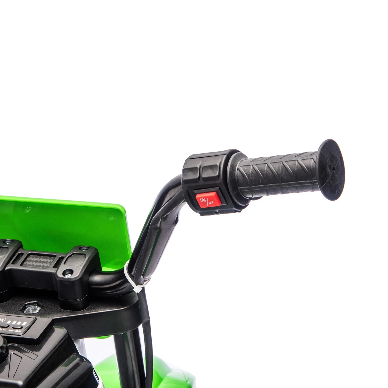 12V Green Ride on Motorcycle Dirt Bikes for Kids with Training Wheels, Spring Suspension
