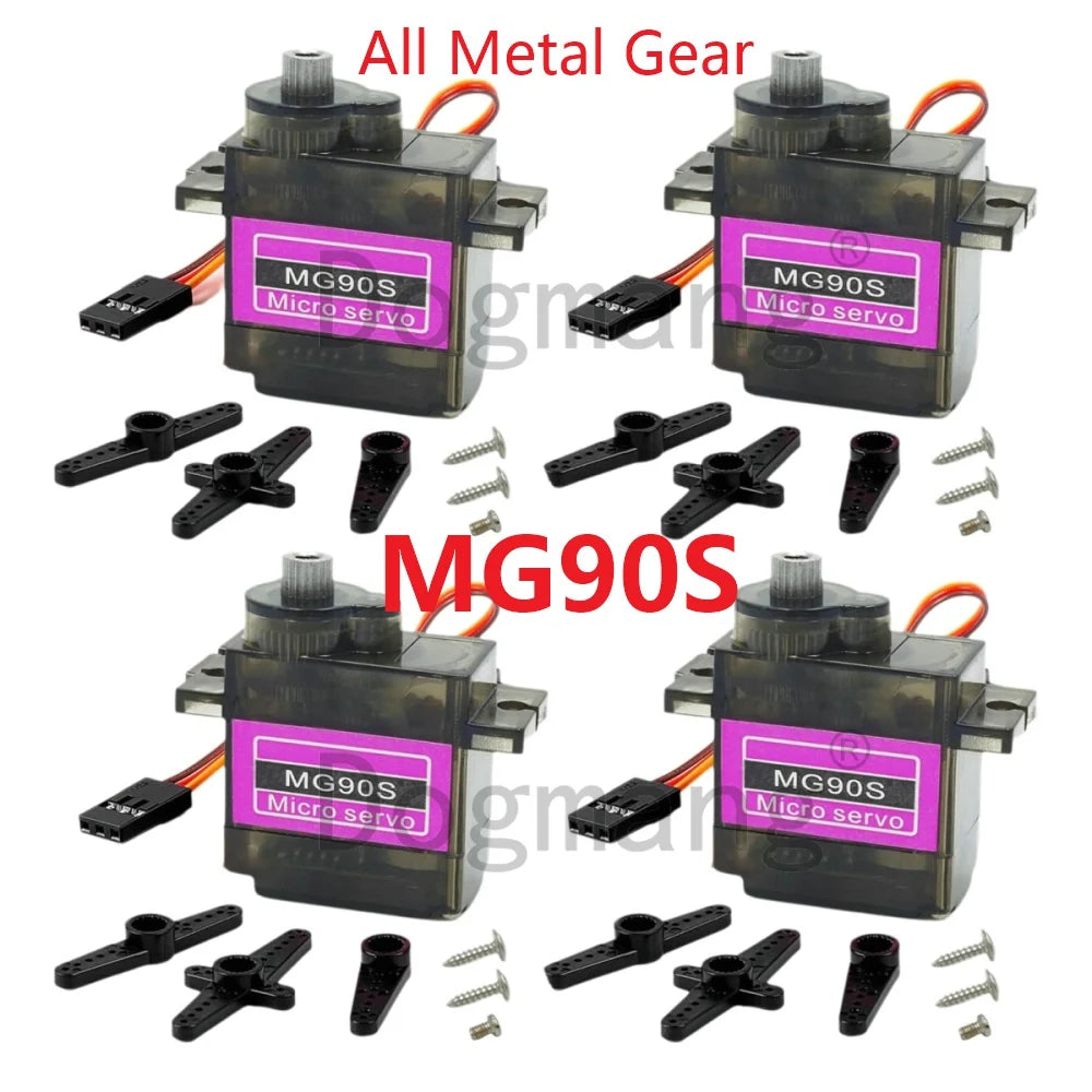 MG90S Servo 1/2/4/10/20/50 Pcs All Metal Gear 9G SG90 Upgraded Version for Helicopter Boat Car Mini Servos for Arduino Project