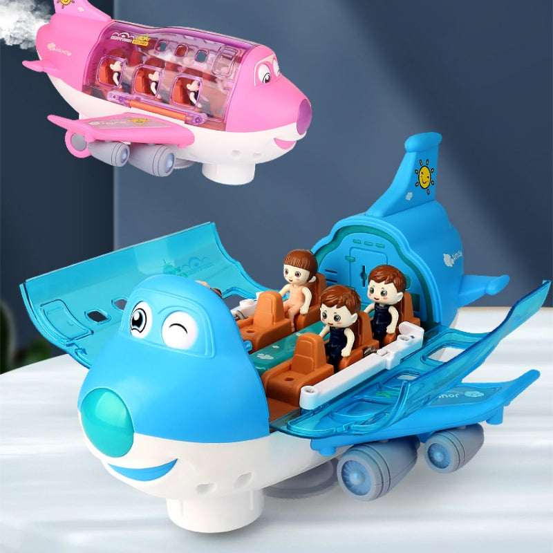 360 Rotating Electric Plane Airplane Toys for Kids Bump and Go Action Toddler Toy Plane with LED Flashing Light Sound for Boys