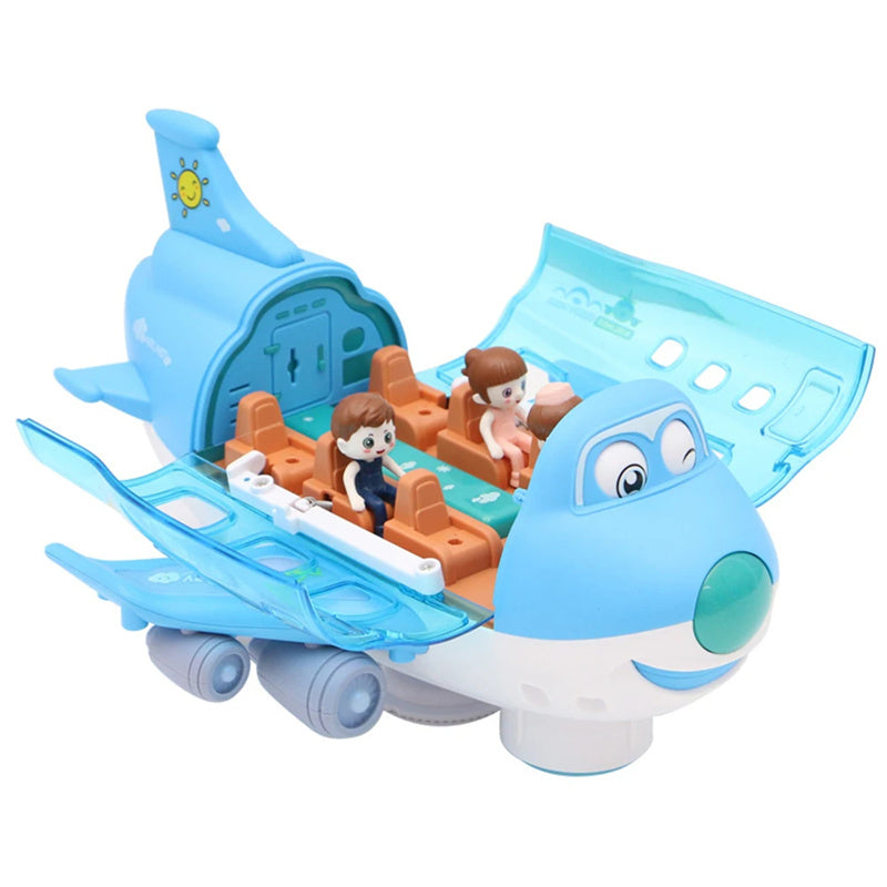 360 Rotating Electric Plane Airplane Toys for Kids Bump and Go Action Toddler Toy Plane with LED Flashing Light Sound for Boys