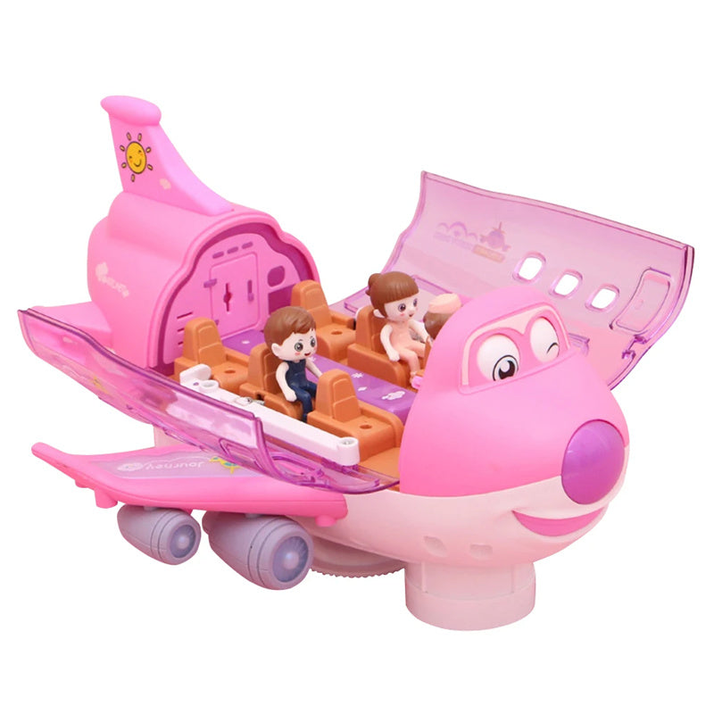 360 Rotating Electric Plane Airplane Toys for Kids Bump and Go Action Toddler Toy Plane with LED Flashing Light Sound for Boys