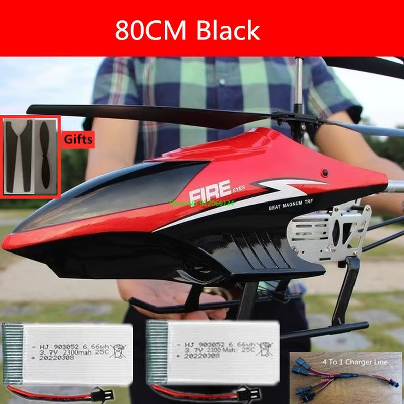 150M 80CM Large Alloy Electric RC Helicopter Drone Model Toy 3.5CH Anti-Fall Body LED Light Remote Control Helicopter Aircraft