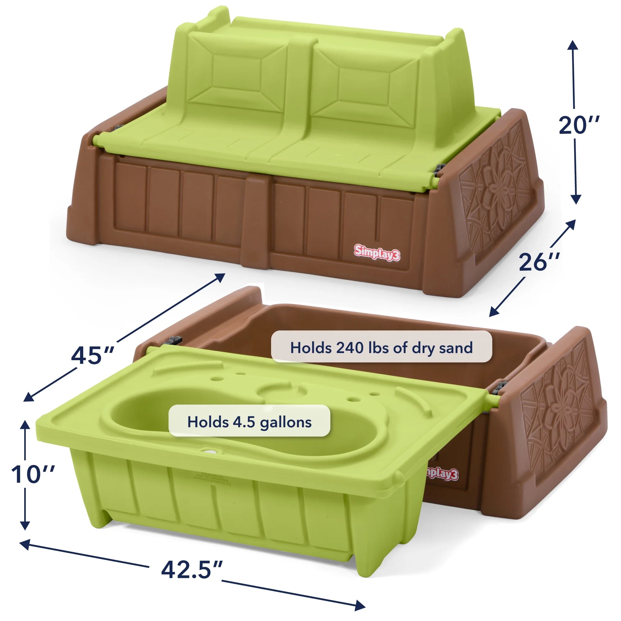 Sand and Water Bench, 2 in 1 Combination Play Table and Children'S Storage Bench