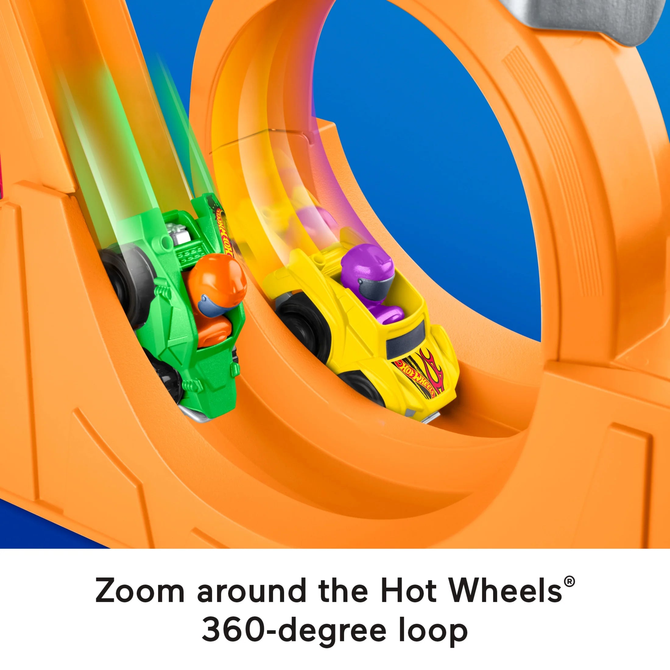 Hot Wheels Spiral Stunt Speedway Toddler Race Track Playset, 2 Toy Cars