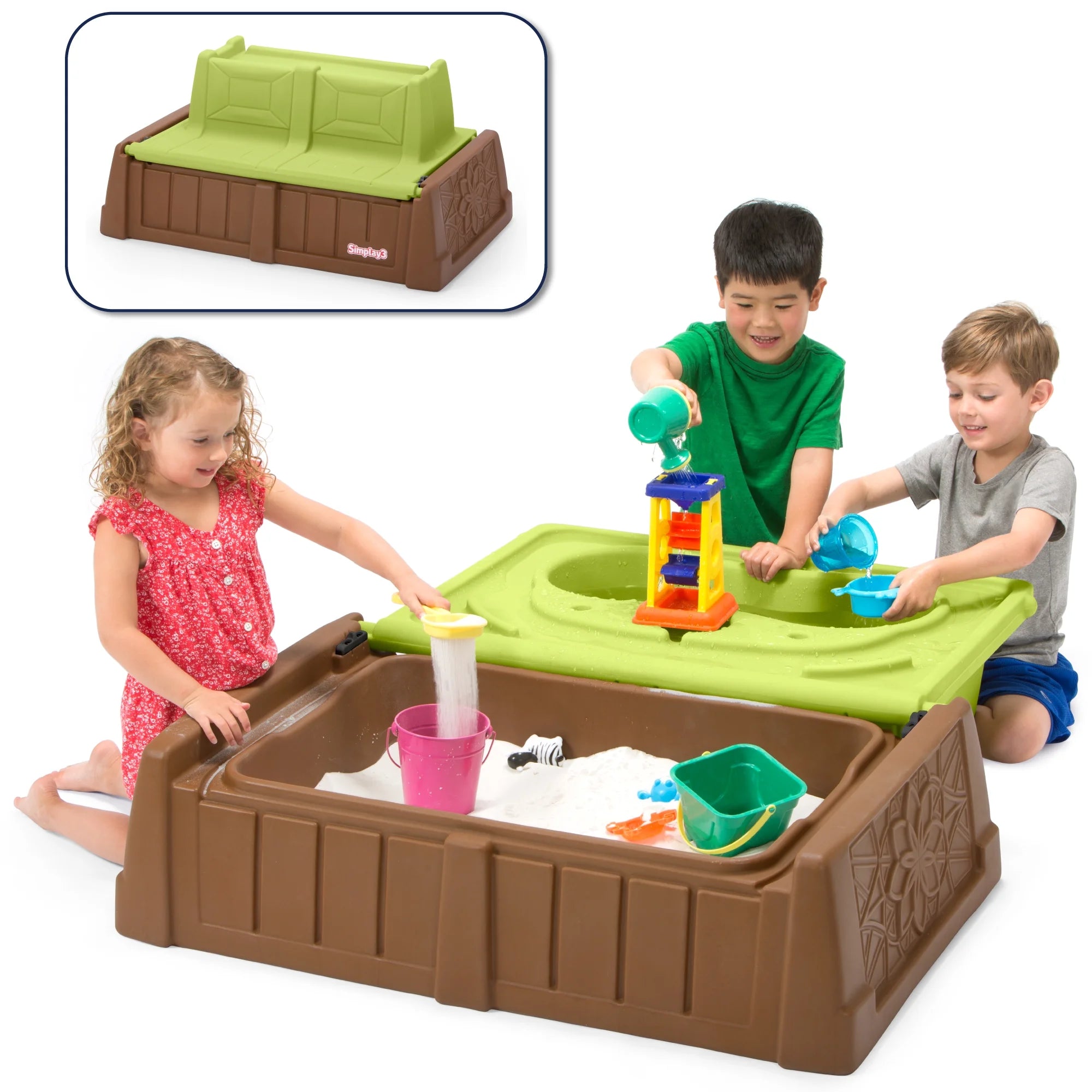 Sand and Water Bench, 2 in 1 Combination Play Table and Children'S Storage Bench