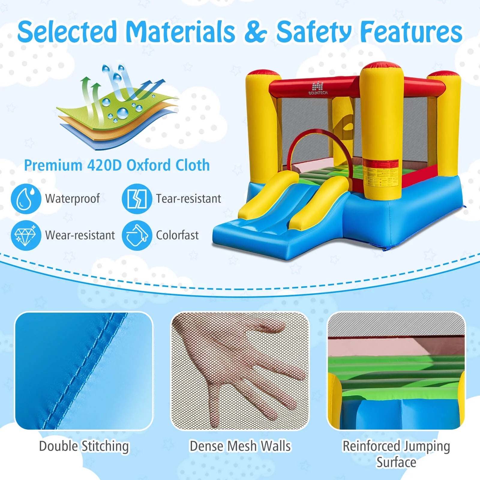 Inflatable Bouncer Kids Slide Bounce House for Indoor Outdoor (Blower NOT Included)