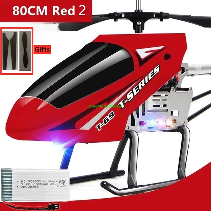 150M 80CM Large Alloy Electric RC Helicopter Drone Model Toy 3.5CH Anti-Fall Body LED Light Remote Control Helicopter Aircraft
